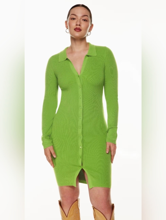 Wilfred Dresses & Skirts - Wilfred Cove Dress Ribbed Button Front Knit Green Aritzia Bodycon